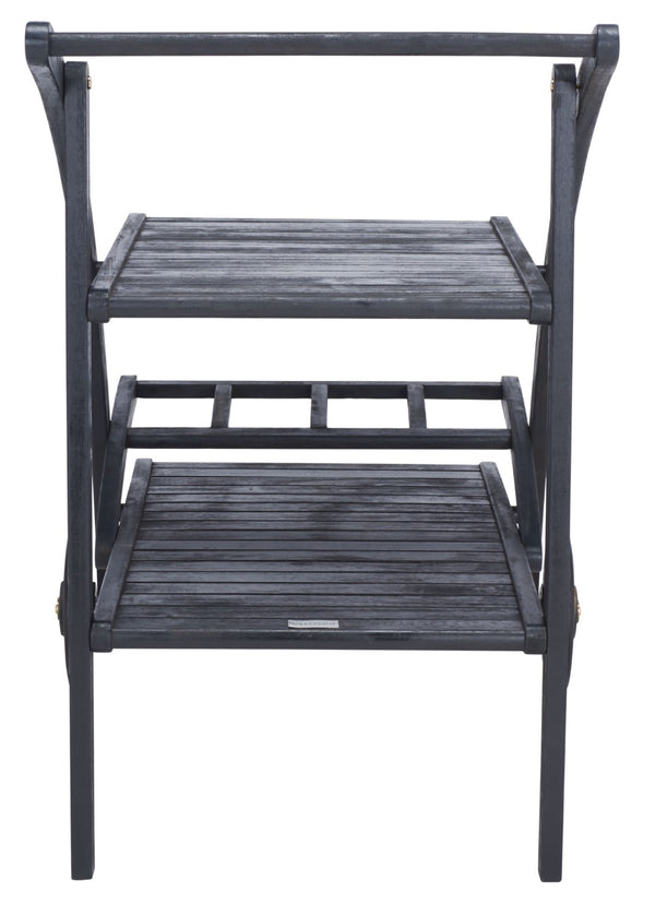 Safavieh LODI Outdoor Tea Cart - Stylish Portable Serving Solution for Patios, Decks, and Garden Gatherings Black PAT7009D