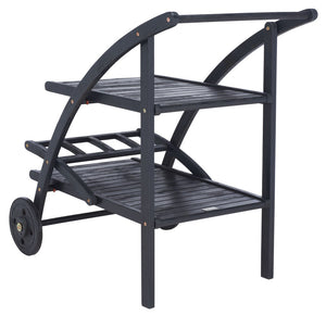 Safavieh LODI Outdoor Tea Cart - Stylish Portable Serving Solution for Patios, Decks, and Garden Gatherings Black PAT7009D