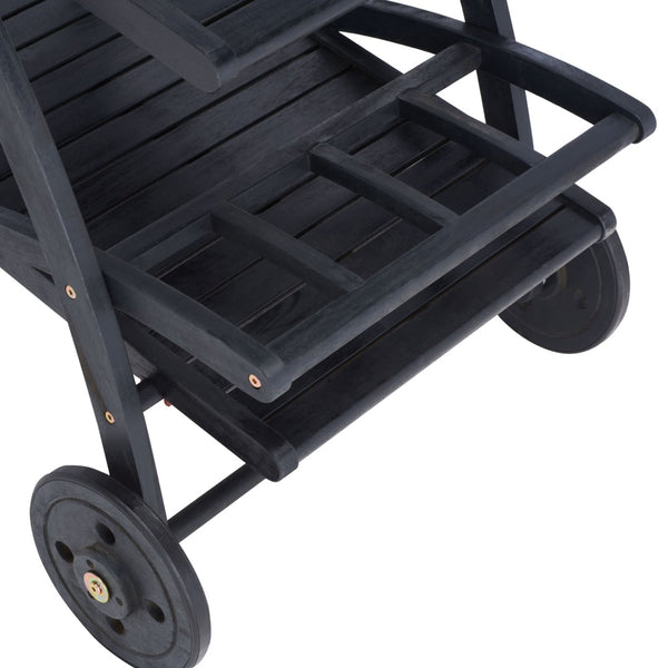 Safavieh LODI Outdoor Tea Cart - Stylish Portable Serving Solution for Patios, Decks, and Garden Gatherings Black PAT7009D