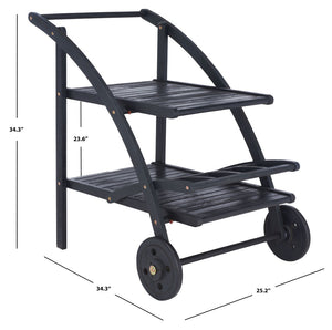 Safavieh LODI Outdoor Tea Cart - Stylish Portable Serving Solution for Patios, Decks, and Garden Gatherings Black PAT7009D