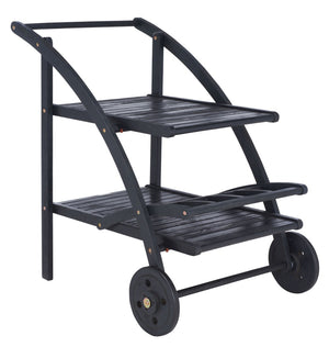 Safavieh LODI Outdoor Tea Cart - Stylish Portable Serving Solution for Patios, Decks, and Garden Gatherings Black PAT7009D