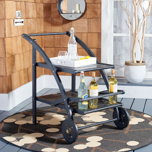 Safavieh LODI Outdoor Tea Cart - Stylish Portable Serving Solution for Patios, Decks, and Garden Gatherings Black PAT7009D