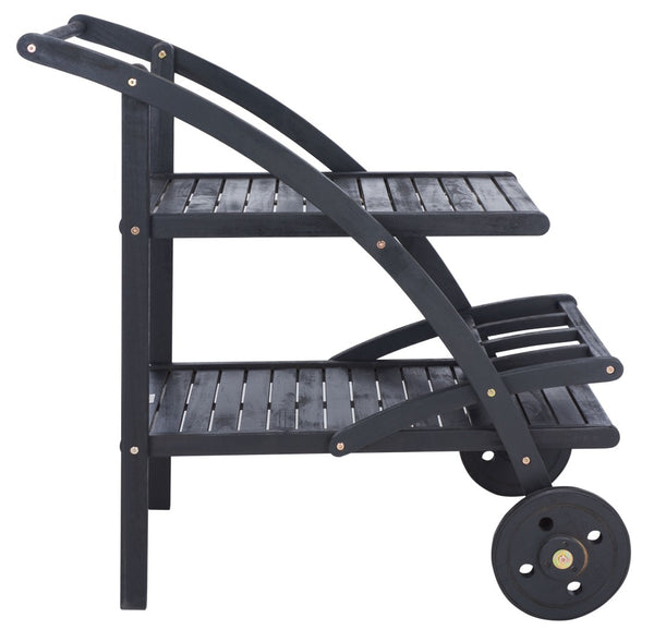 Safavieh LODI Outdoor Tea Cart - Stylish Portable Serving Solution for Patios, Decks, and Garden Gatherings Black PAT7009D