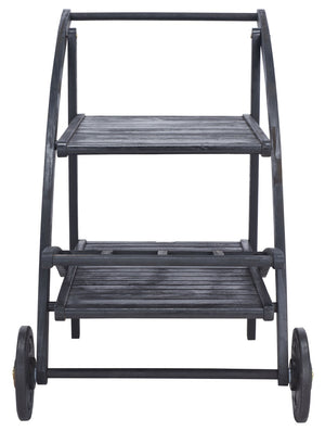 Safavieh LODI Outdoor Tea Cart - Stylish Portable Serving Solution for Patios, Decks, and Garden Gatherings Black PAT7009D