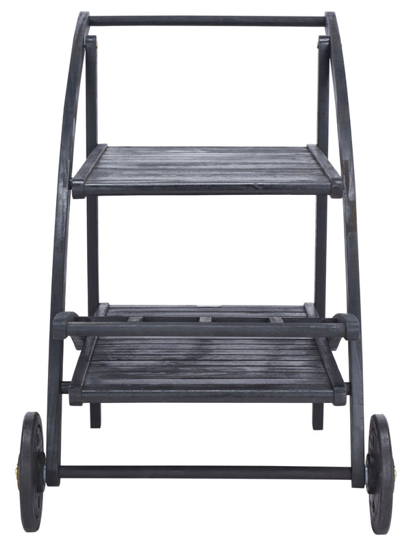 Safavieh LODI Outdoor Tea Cart - Stylish Portable Serving Solution for Patios, Decks, and Garden Gatherings Black PAT7009D