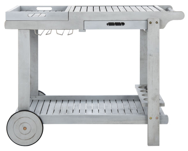 Safavieh ORLAND Portable Tea Trolley - Eco-Friendly Acacia Wood Serving Cart for Stylish Outdoor Entertaining Grey PAT7010B