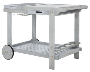 Safavieh ORLAND Portable Tea Trolley - Eco-Friendly Acacia Wood Serving Cart for Stylish Outdoor Entertaining Grey PAT7010B