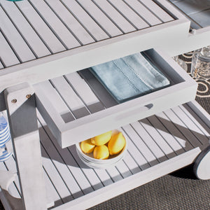 Safavieh ORLAND Portable Tea Trolley - Eco-Friendly Acacia Wood Serving Cart for Stylish Outdoor Entertaining Grey PAT7010B