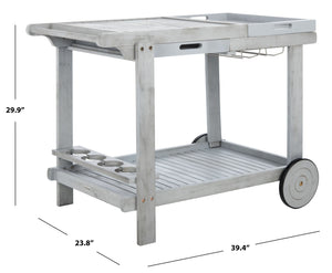 Safavieh ORLAND Portable Tea Trolley - Eco-Friendly Acacia Wood Serving Cart for Stylish Outdoor Entertaining Grey PAT7010B