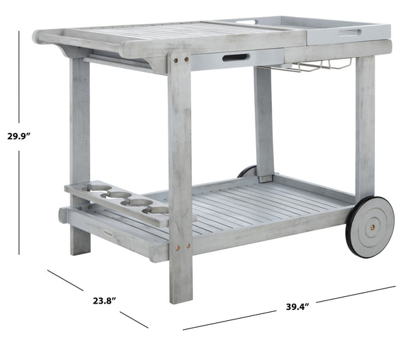Safavieh ORLAND Portable Tea Trolley - Eco-Friendly Acacia Wood Serving Cart for Stylish Outdoor Entertaining Grey PAT7010B