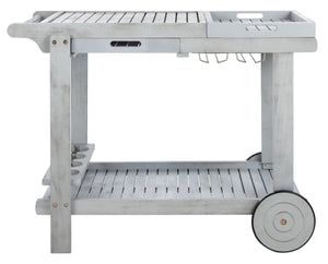 Safavieh ORLAND Portable Tea Trolley - Eco-Friendly Acacia Wood Serving Cart for Stylish Outdoor Entertaining Grey PAT7010B