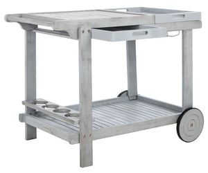 Safavieh ORLAND Portable Tea Trolley - Eco-Friendly Acacia Wood Serving Cart for Stylish Outdoor Entertaining Grey PAT7010B