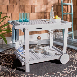 Safavieh ORLAND Portable Tea Trolley - Eco-Friendly Acacia Wood Serving Cart for Stylish Outdoor Entertaining Grey PAT7010B