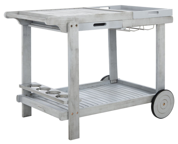 Safavieh ORLAND Portable Tea Trolley - Eco-Friendly Acacia Wood Serving Cart for Stylish Outdoor Entertaining Grey PAT7010B