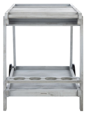 Safavieh ORLAND Portable Tea Trolley - Eco-Friendly Acacia Wood Serving Cart for Stylish Outdoor Entertaining Grey PAT7010B