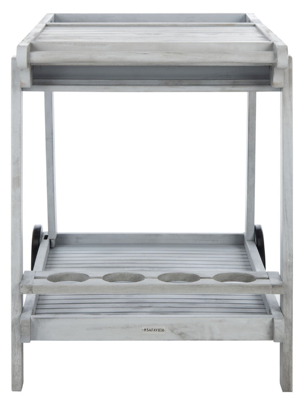 Safavieh ORLAND Portable Tea Trolley - Eco-Friendly Acacia Wood Serving Cart for Stylish Outdoor Entertaining Grey PAT7010B