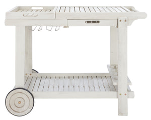 Safavieh ORLAND Portable Tea Trolley - Eco-Friendly Acacia Wood Serving Cart for Stylish Outdoor Entertaining White PAT7010C