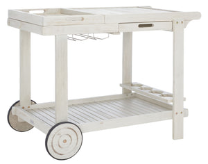 Safavieh ORLAND Portable Tea Trolley - Eco-Friendly Acacia Wood Serving Cart for Stylish Outdoor Entertaining White PAT7010C