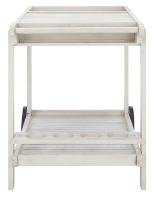 Safavieh ORLAND Portable Tea Trolley - Eco-Friendly Acacia Wood Serving Cart for Stylish Outdoor Entertaining White PAT7010C