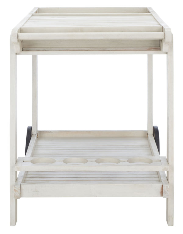 Safavieh ORLAND Portable Tea Trolley - Eco-Friendly Acacia Wood Serving Cart for Stylish Outdoor Entertaining White PAT7010C