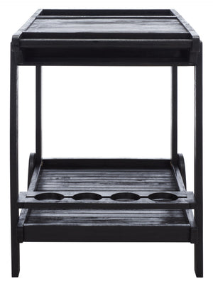 Safavieh ORLAND Portable Tea Trolley - Eco-Friendly Acacia Wood Serving Cart for Stylish Outdoor Entertaining Black PAT7010D