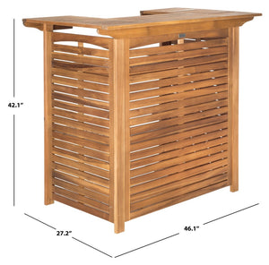 Safavieh MONTEREY Bar Table - Eco-Friendly Acacia Wood for Stylish Outdoor Gatherings and Entertaining Natural PAT7011A