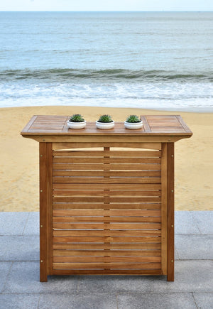 Safavieh MONTEREY Bar Table - Eco-Friendly Acacia Wood for Stylish Outdoor Gatherings and Entertaining Natural PAT7011A