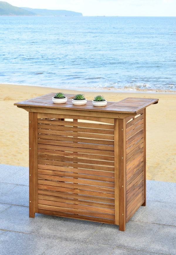 Safavieh MONTEREY Bar Table - Eco-Friendly Acacia Wood for Stylish Outdoor Gatherings and Entertaining Natural PAT7011A
