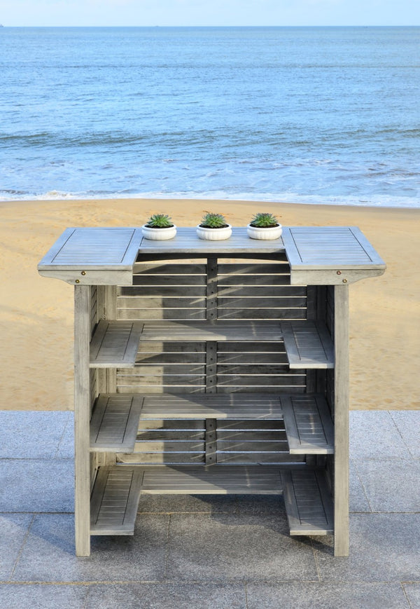 Safavieh MONTEREY Bar Table - Eco-Friendly Acacia Wood for Stylish Outdoor Gatherings and Entertaining Grey PAT7011B