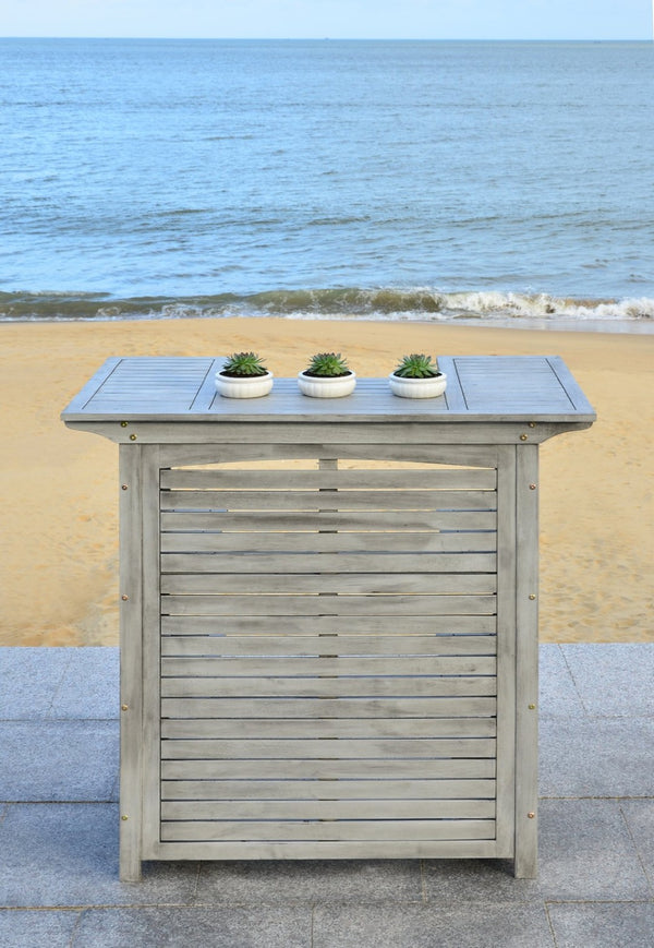 Safavieh MONTEREY Bar Table - Eco-Friendly Acacia Wood for Stylish Outdoor Gatherings and Entertaining Grey PAT7011B