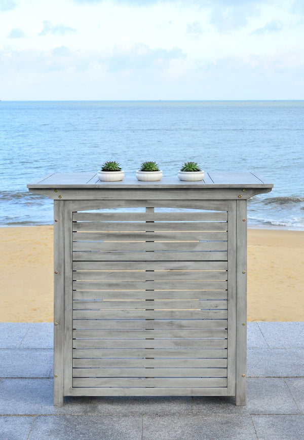 Safavieh MONTEREY Bar Table - Eco-Friendly Acacia Wood for Stylish Outdoor Gatherings and Entertaining Grey PAT7011B