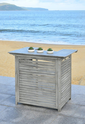 Safavieh MONTEREY Bar Table - Eco-Friendly Acacia Wood for Stylish Outdoor Gatherings and Entertaining Grey PAT7011B