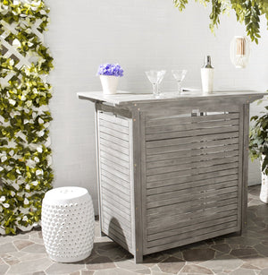 Safavieh MONTEREY Bar Table - Eco-Friendly Acacia Wood for Stylish Outdoor Gatherings and Entertaining Grey PAT7011B