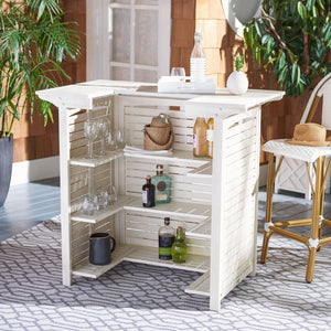 Safavieh MONTEREY Bar Table - Eco-Friendly Acacia Wood for Stylish Outdoor Gatherings and Entertaining White PAT7011C