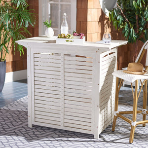 Safavieh MONTEREY Bar Table - Eco-Friendly Acacia Wood for Stylish Outdoor Gatherings and Entertaining White PAT7011C