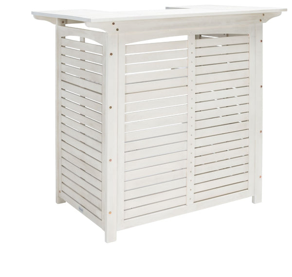Safavieh MONTEREY Bar Table - Eco-Friendly Acacia Wood for Stylish Outdoor Gatherings and Entertaining White PAT7011C