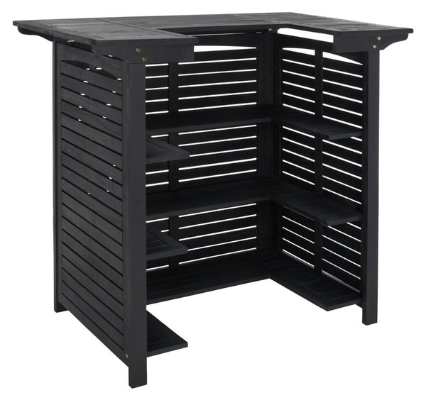 Safavieh MONTEREY Bar Table - Eco-Friendly Acacia Wood for Stylish Outdoor Gatherings and Entertaining Black PAT7011D