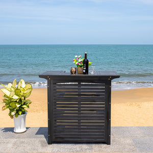 Safavieh MONTEREY Bar Table - Eco-Friendly Acacia Wood for Stylish Outdoor Gatherings and Entertaining Black PAT7011D
