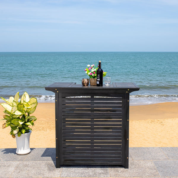 Safavieh MONTEREY Bar Table - Eco-Friendly Acacia Wood for Stylish Outdoor Gatherings and Entertaining Black PAT7011D