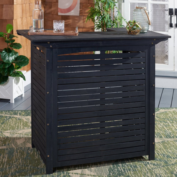 Safavieh MONTEREY Bar Table - Eco-Friendly Acacia Wood for Stylish Outdoor Gatherings and Entertaining Black PAT7011D