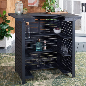 Safavieh MONTEREY Bar Table - Eco-Friendly Acacia Wood for Stylish Outdoor Gatherings and Entertaining Black PAT7011D