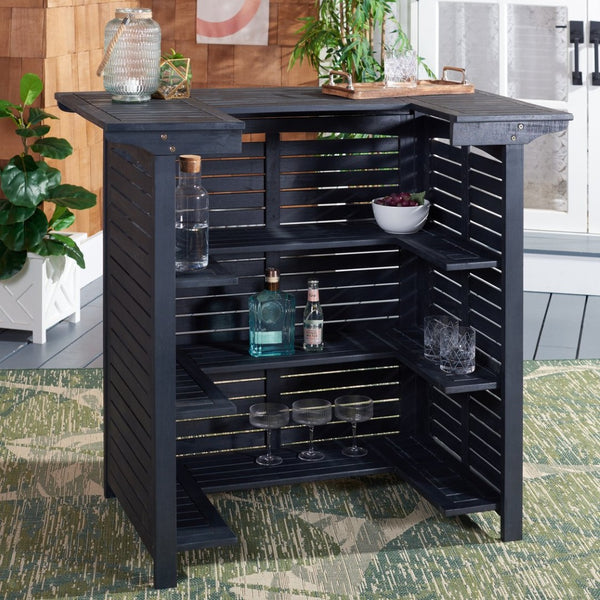 Safavieh MONTEREY Bar Table - Eco-Friendly Acacia Wood for Stylish Outdoor Gatherings and Entertaining Black PAT7011D