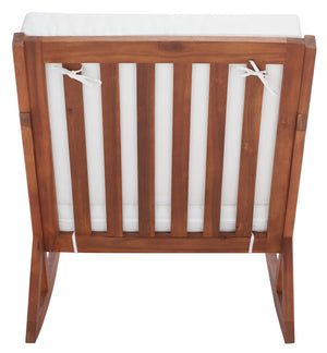 Safavieh VERNON Rocking Chair - Timeless Outdoor Comfort with Handcrafted Design and Eco-Friendly Eucalyptus Wood Natural / Beige PAT7013A