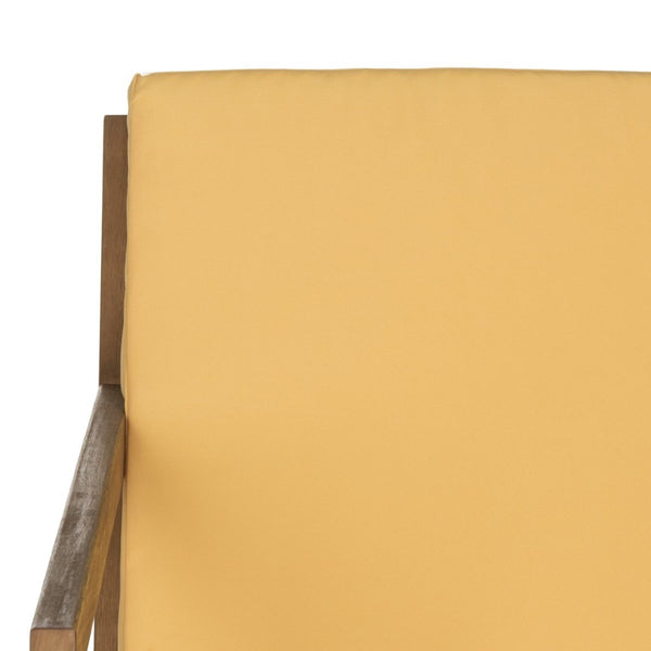 Safavieh VERNON Rocking Chair - Timeless Outdoor Comfort with Handcrafted Design and Eco-Friendly Eucalyptus Wood Natural / Yellow PAT7013B