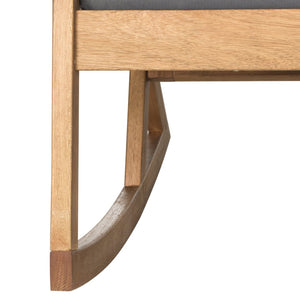 Safavieh VERNON Rocking Chair - Timeless Outdoor Comfort with Handcrafted Design and Eco-Friendly Eucalyptus Wood Natural / Grey PAT7013D