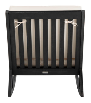 Safavieh VERNON Rocking Chair - Timeless Outdoor Comfort with Handcrafted Design and Eco-Friendly Eucalyptus Wood Black / Beige PAT7013F