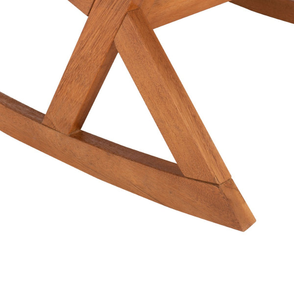 Safavieh VERNON Rocking Chair - Timeless Outdoor Comfort with Handcrafted Design and Eco-Friendly Eucalyptus Wood Natural / Royal Blue PAT7013K