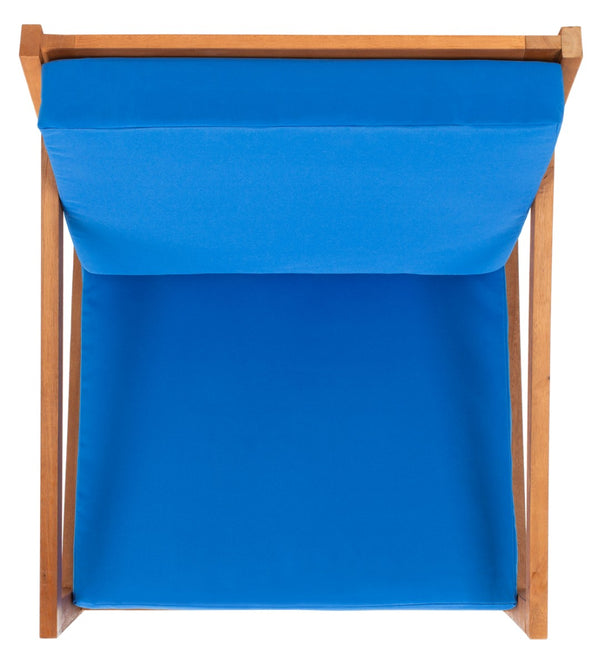 Safavieh VERNON Rocking Chair - Timeless Outdoor Comfort with Handcrafted Design and Eco-Friendly Eucalyptus Wood Natural / Royal Blue PAT7013K