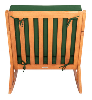 Safavieh VERNON Rocking Chair - Timeless Outdoor Comfort with Handcrafted Design and Eco-Friendly Eucalyptus Wood Natural / Green PAT7013N