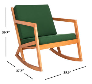 Safavieh VERNON Rocking Chair - Timeless Outdoor Comfort with Handcrafted Design and Eco-Friendly Eucalyptus Wood Natural / Green PAT7013N